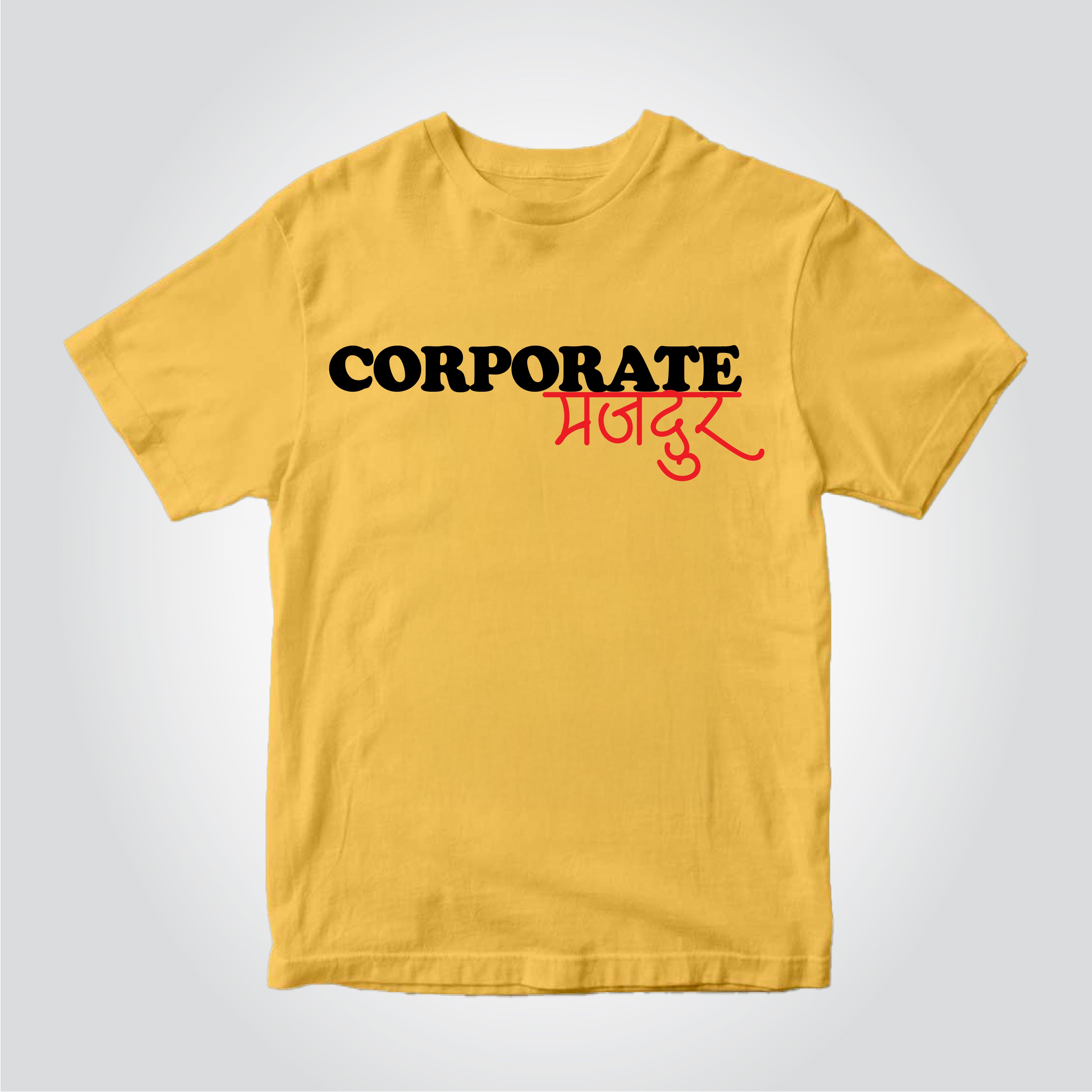 Corporate Majdur Typography T-Shirt – Funny Office Quote Tee for Men | White Cotton Round Neck
