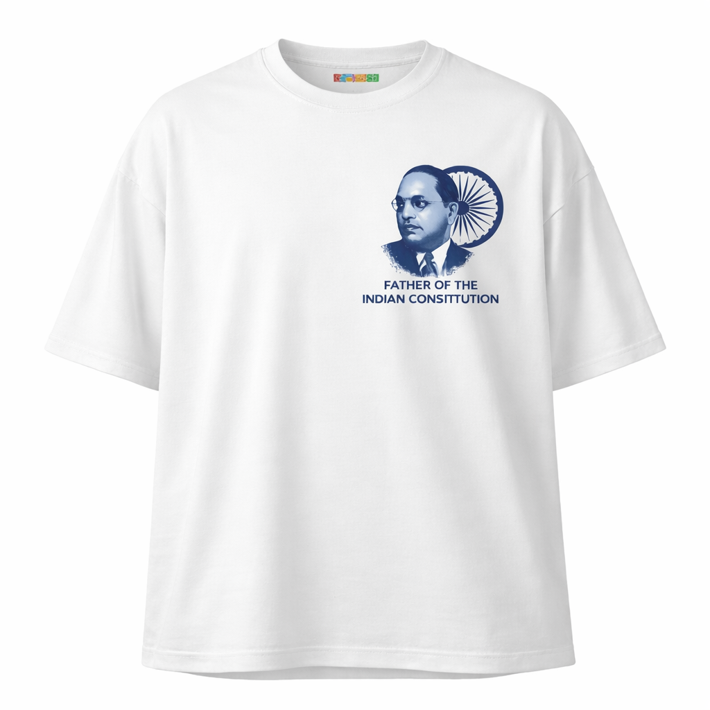 Dr. Babasaheb Ambedkar Oversized T-Shirt – White | 240 GSM Premium Cotton | Unisex Streetwear Tee
