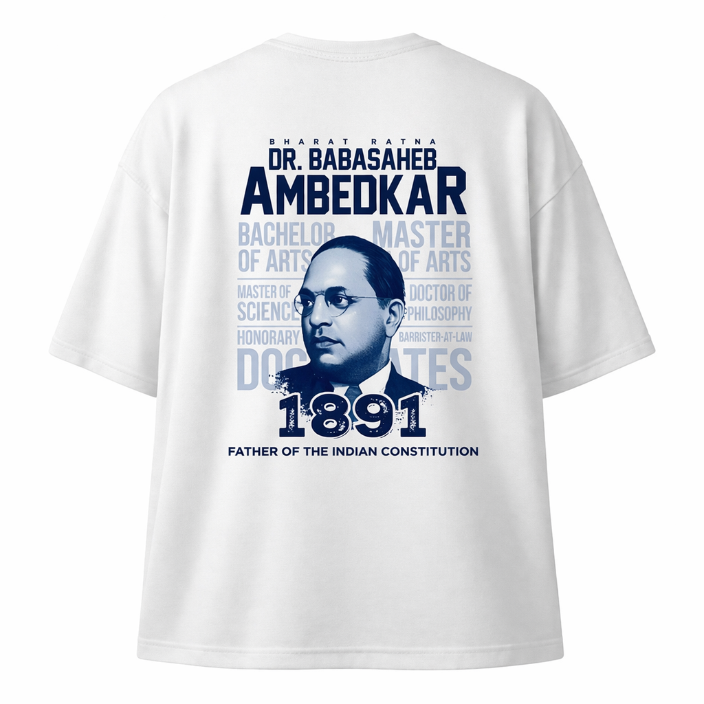 Dr. Babasaheb Ambedkar Oversized T-Shirt – White | 240 GSM Premium Cotton | Unisex Streetwear Tee