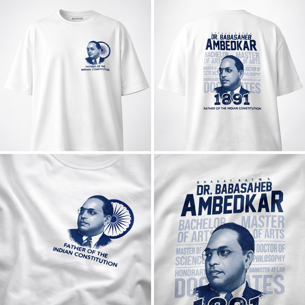 Dr. Babasaheb Ambedkar Oversized T-Shirt – White | 240 GSM Premium Cotton | Unisex Streetwear Tee