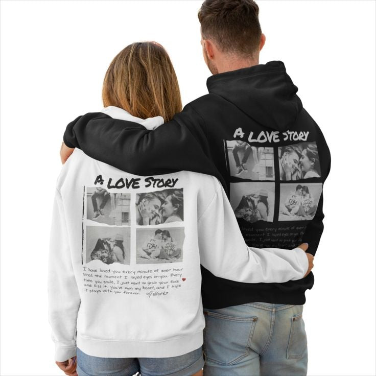 A Love Story – Personalized Couple Photo Hoodie | Valentine Special
